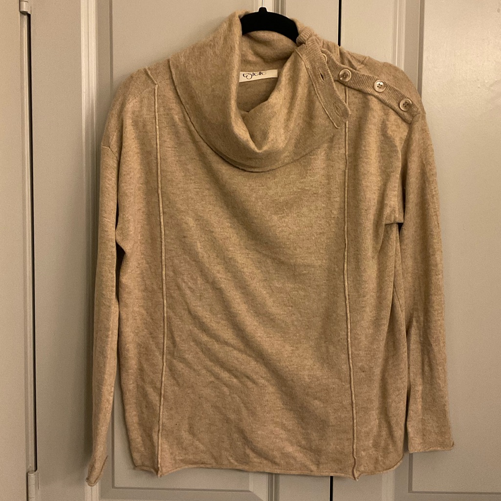 Beige Cowl Neck Sweater Size S